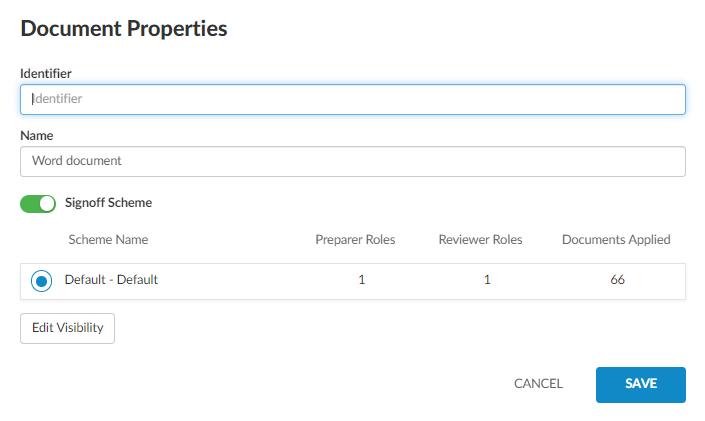 The Document Properties dialog.