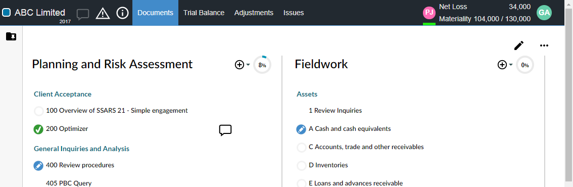 The Optimizer document now has an icon indicating that it has been reviewed.