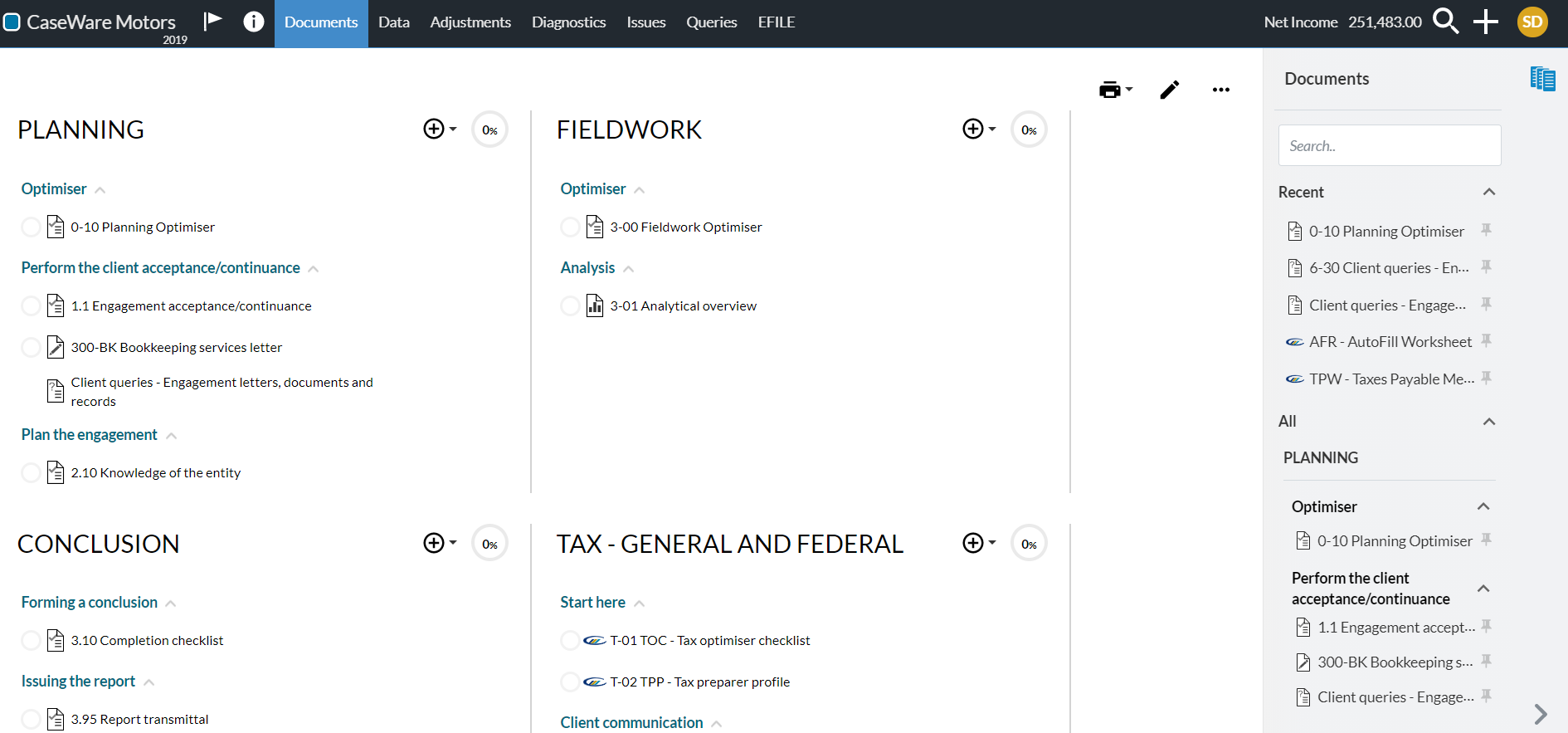 The Documents pane.