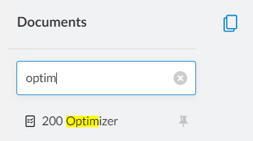 Search results displaying in the right panel when text is entered in the search box.