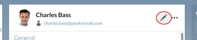The Edit button displayed on the Staff or Contact page when an account is selected.