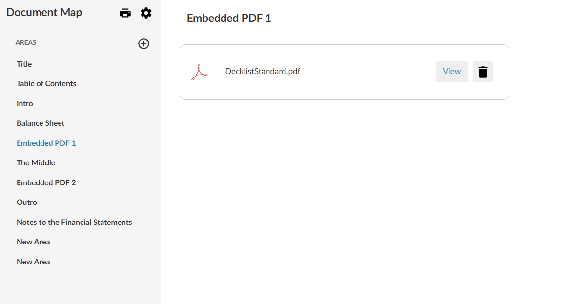 An Embedded PDF area in the financial statements.