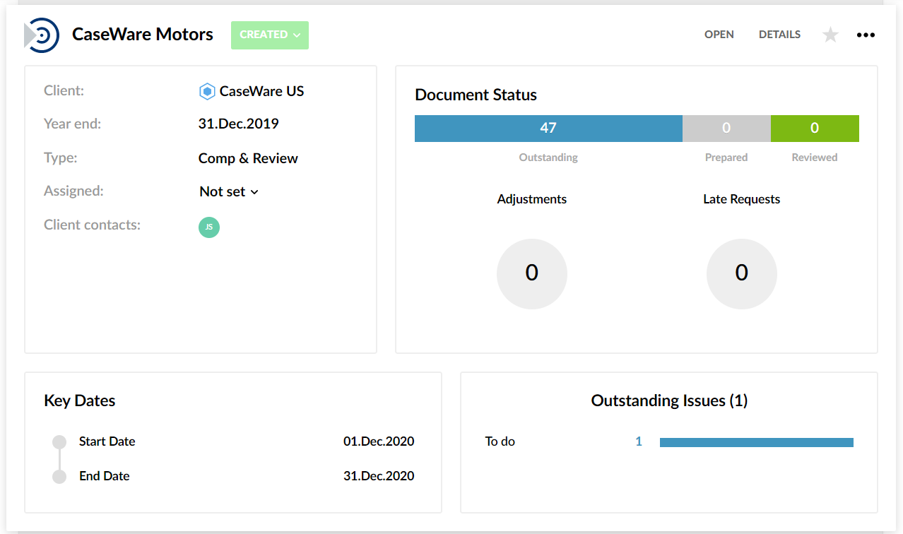 View key information about engagements in the Engagements page.