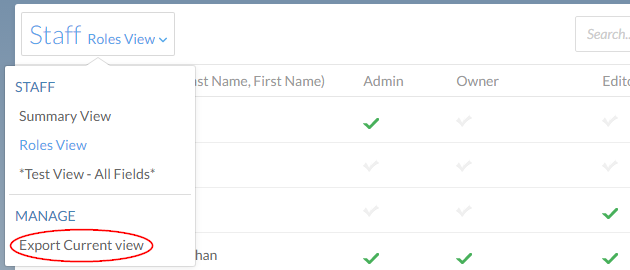 Export the current view