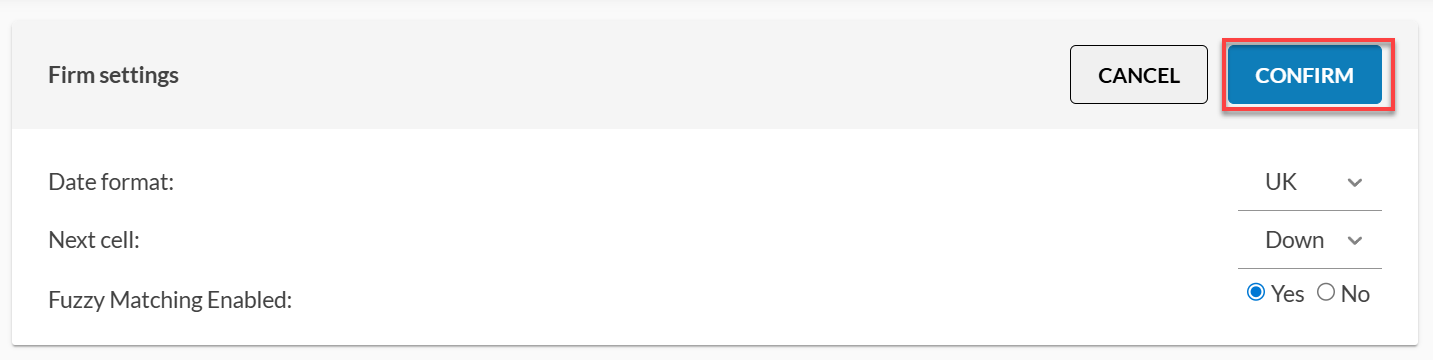 Saving changes to firm settings.