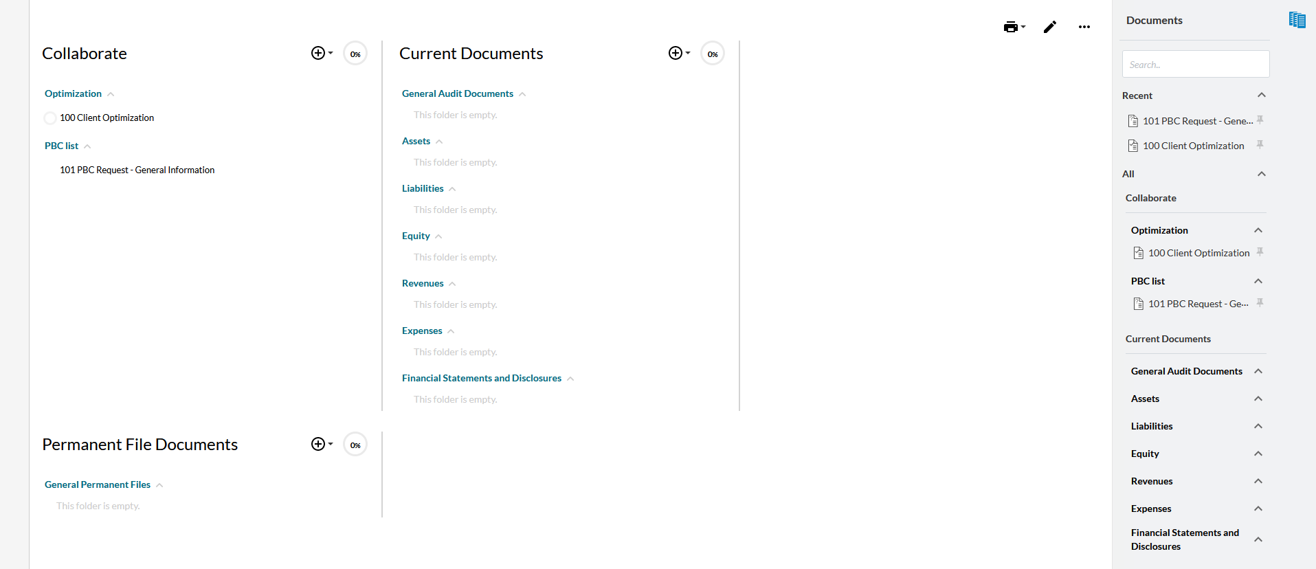 Dcuments provided by clients are automatically saved in the predefiend locations in the Documents page.