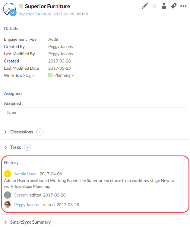 File History in the file details pane