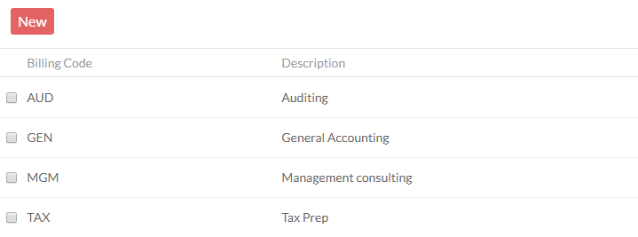 Billing codes