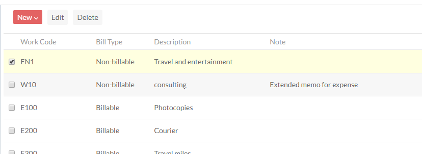 Work code set to EN1