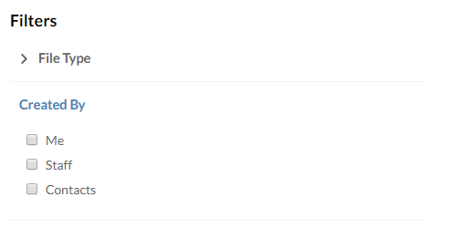 Filters sidebar
