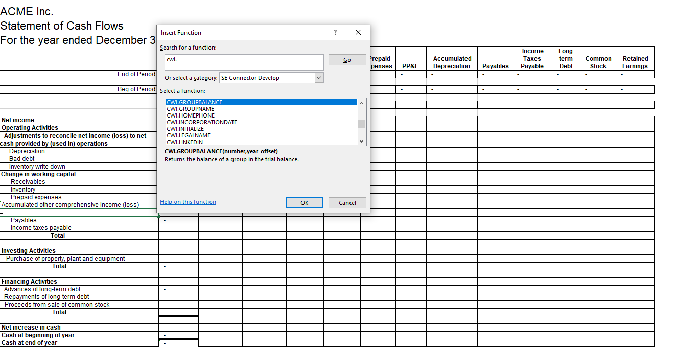 Select the desired function.
