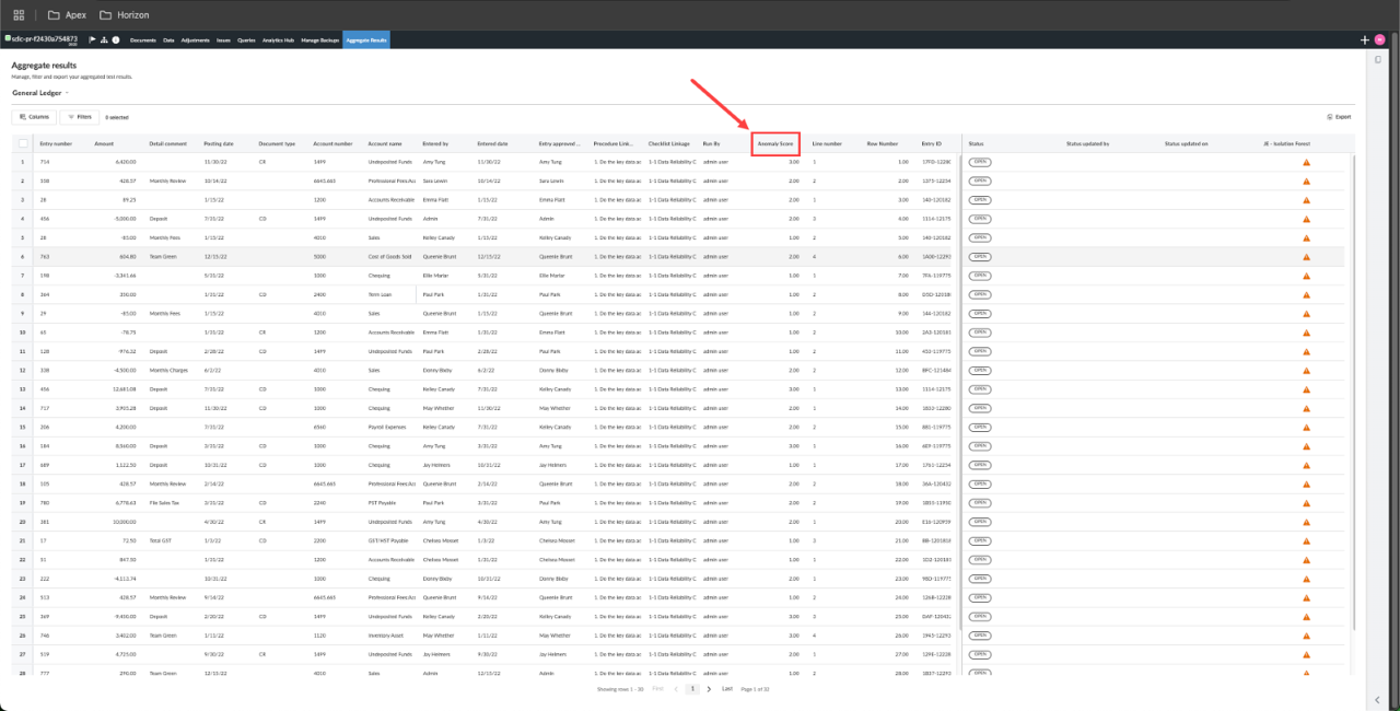 A screenshot of the user interface for the isolation column as an aggregated result