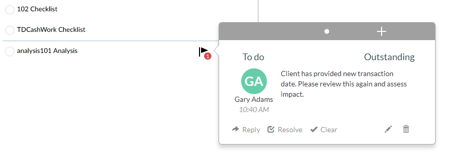 The notes that display when you click the Notes icon