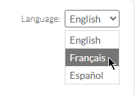 Selecting French before logging into Caseware Cloud.