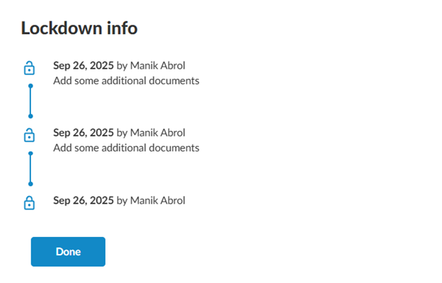 The Lockdown info dialog.