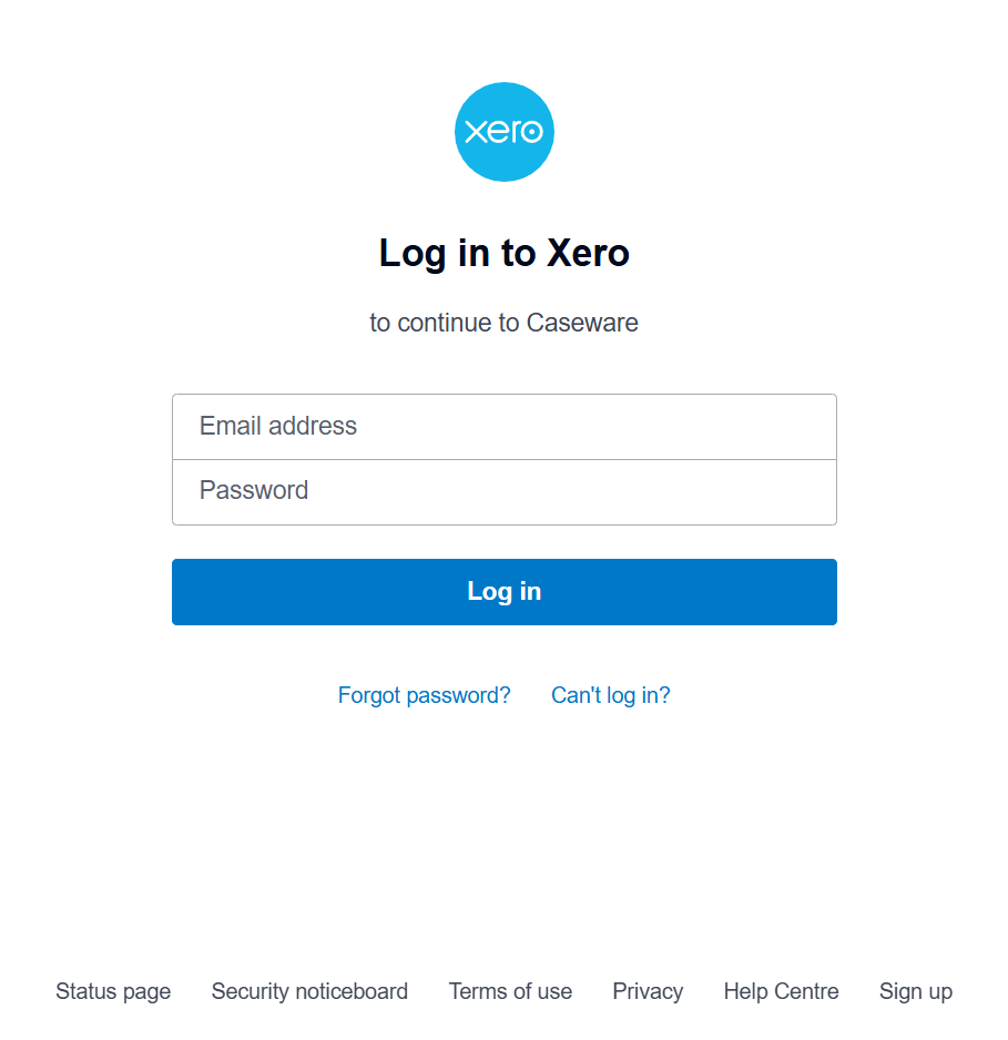 Signing in to Xero using the OAuth log in page.