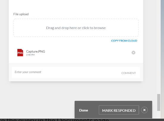 Mark Reponded button displays in the notification and in the document.