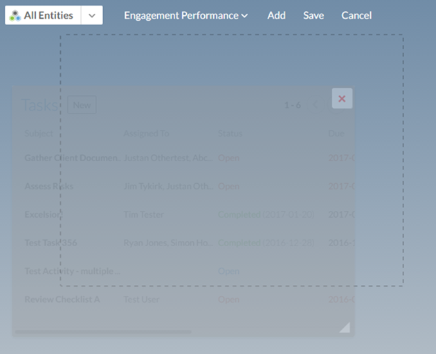 Dashboard where you may customize the view of gadgets