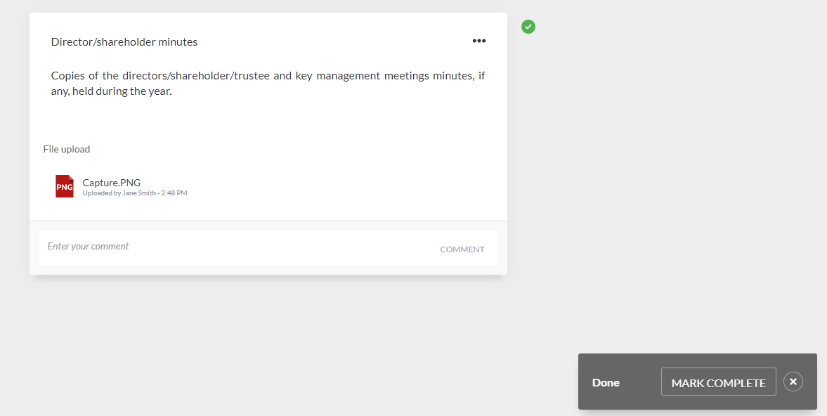 Notification to mark a query complete once all questions are accepted by the staff member.