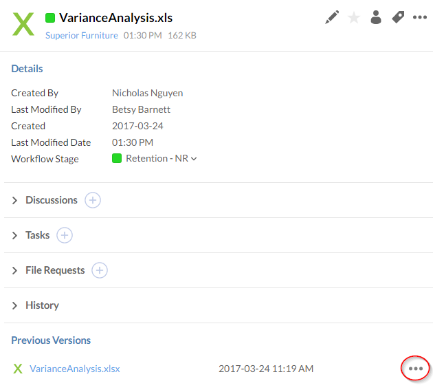 Recover a previous version of an uploaded file -- Previous versions of a file