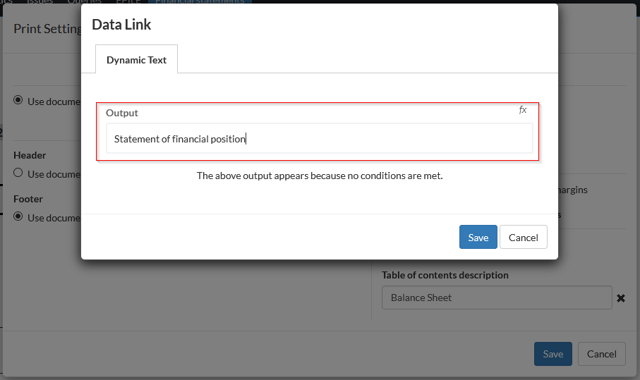 Rename dialog for table of contents entry for trial balance.