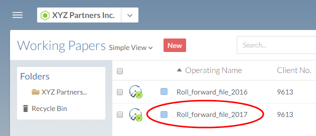 The local version of the Working Papers file has been published. Next year's file is now a parent copy on Cloud.