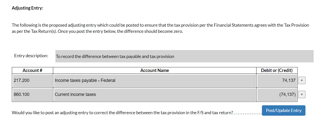 The proposed adjusting entry.