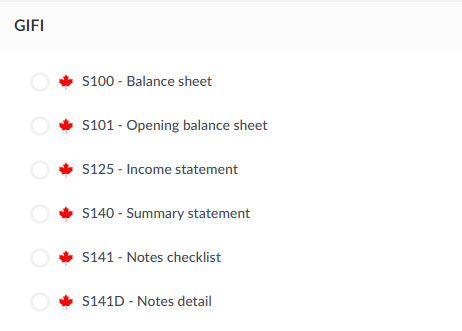 GIFI Schedule forms.