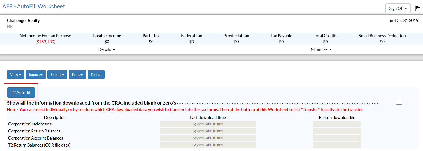 The dedicated T2 Autofill button.