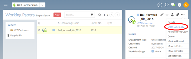 Open a sync copy of the file where you will perform the year end close.