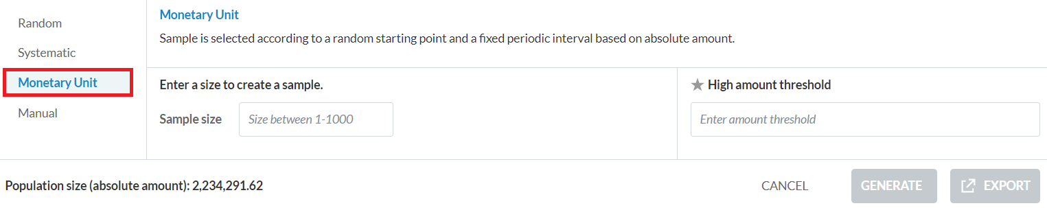 Select the Monetary Unit method.