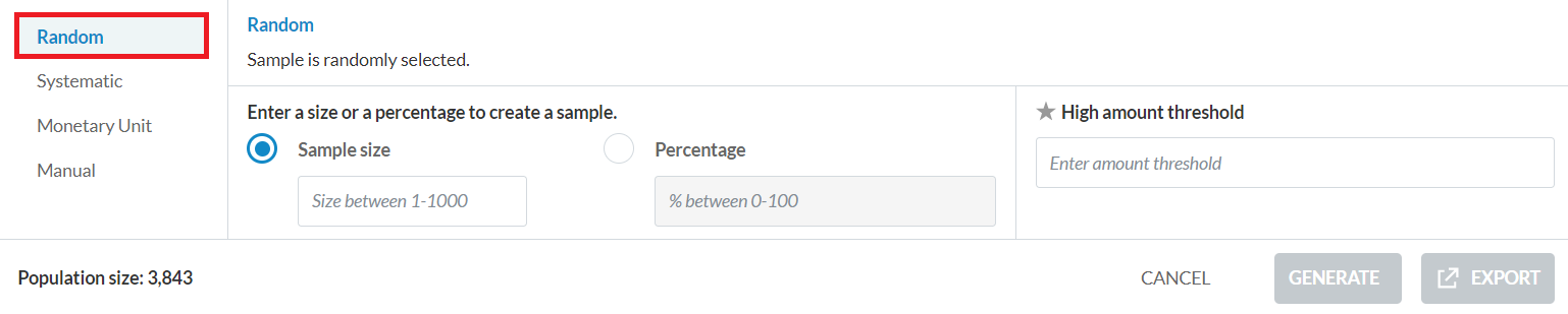 Select the Random method.