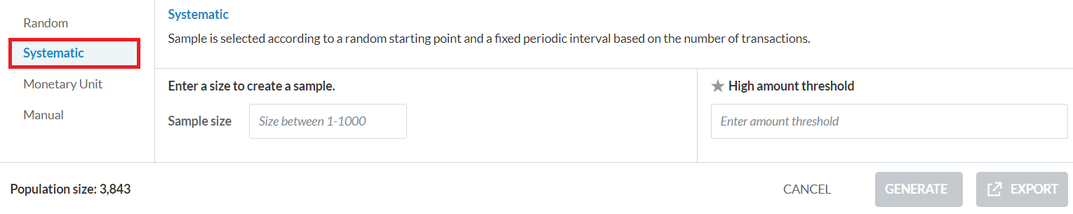 Select the Systematic method.
