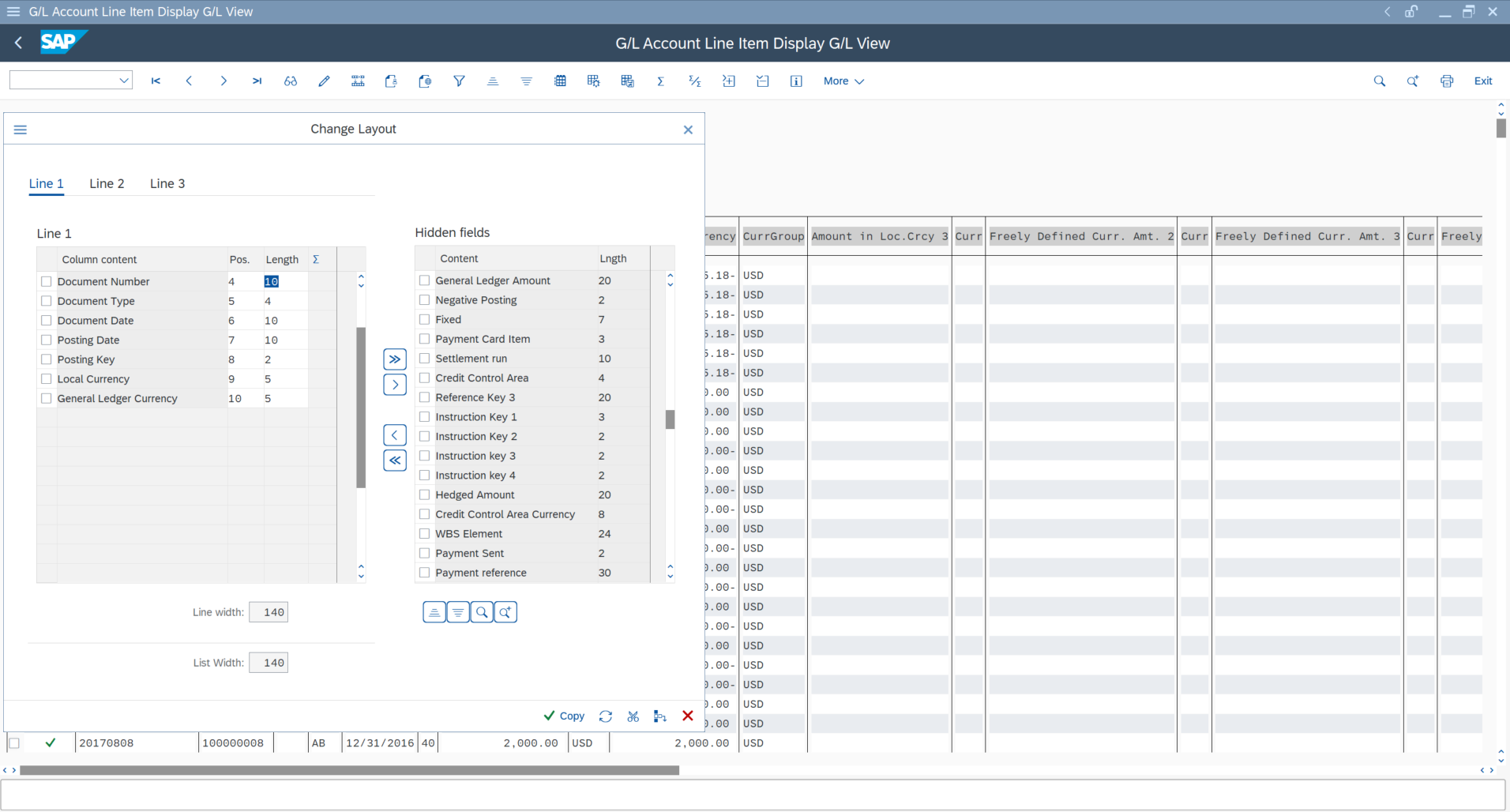 The Change Layout dialog.