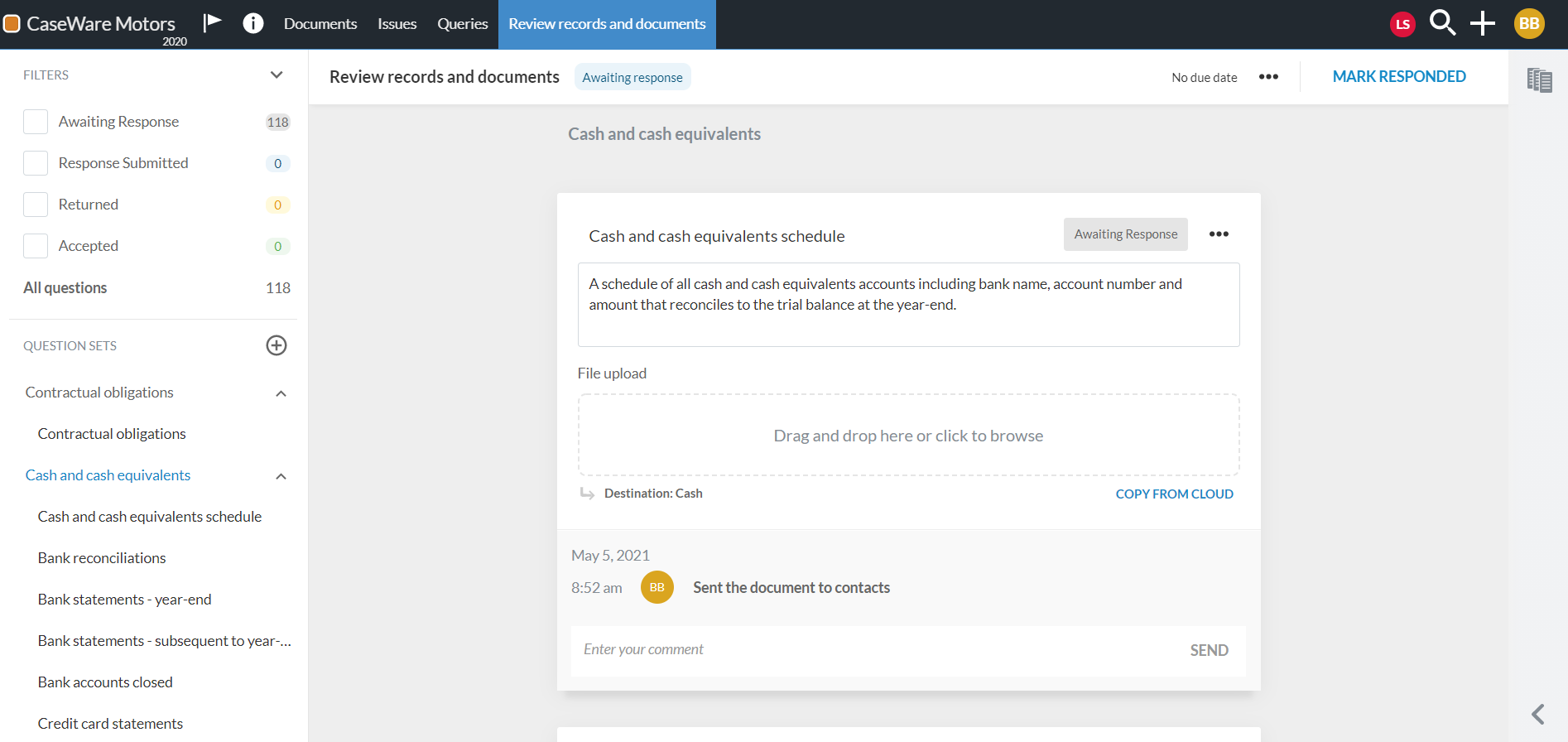 Filters display on the left and the query history is updated once you send a query.