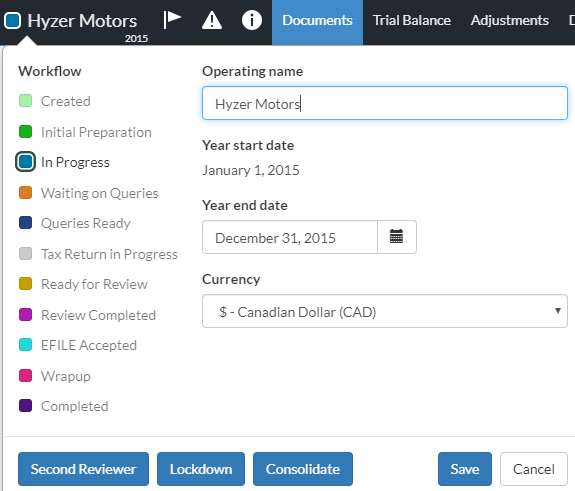 Engagement properties dialog