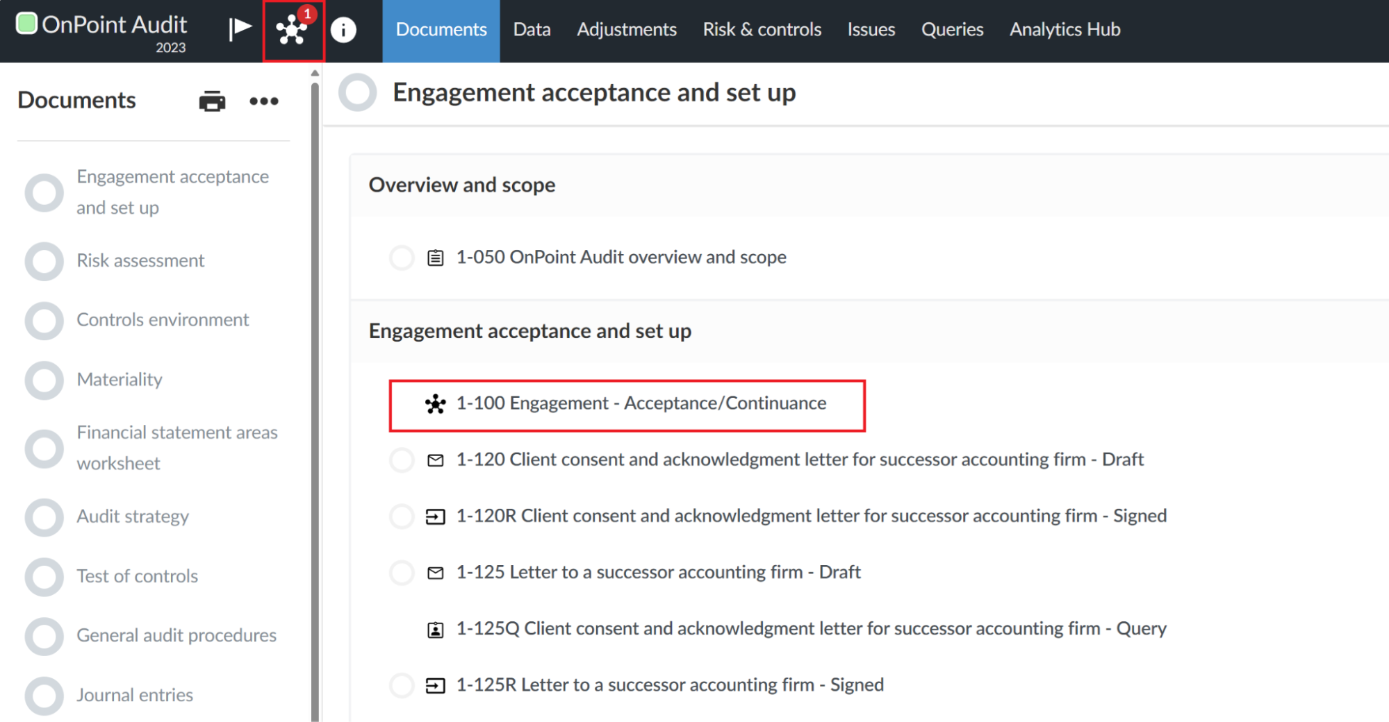 Viewing a synced checklist in OnPoint Audit.