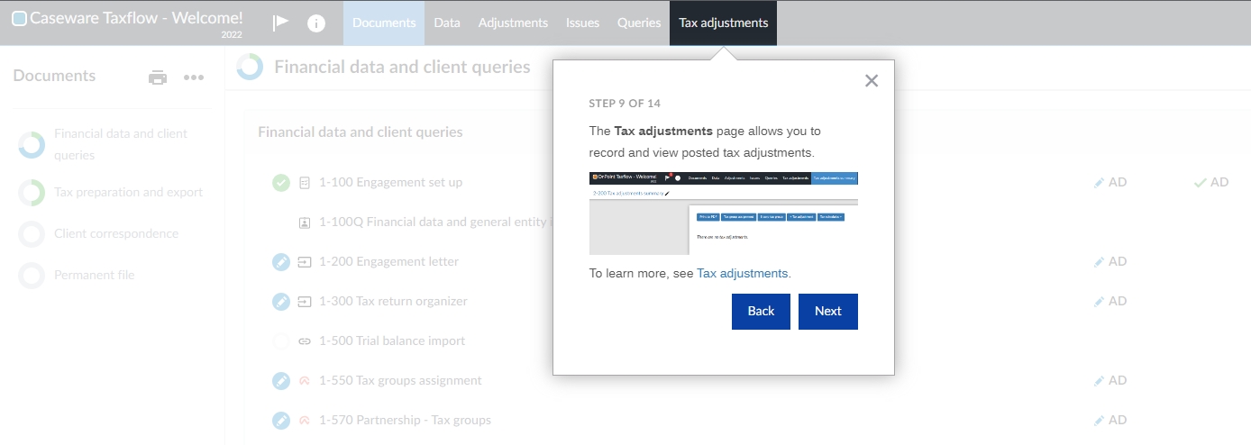 The Caseware Taxflow welcome guide.