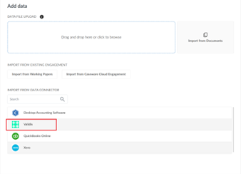 Import data using the Validis data connector.