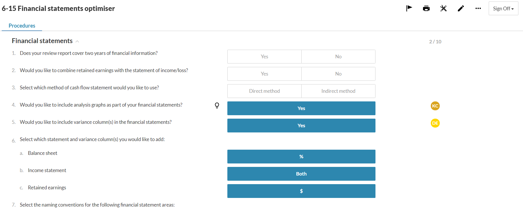 The Financial Statements optimiser now includes an option to include variance columns.