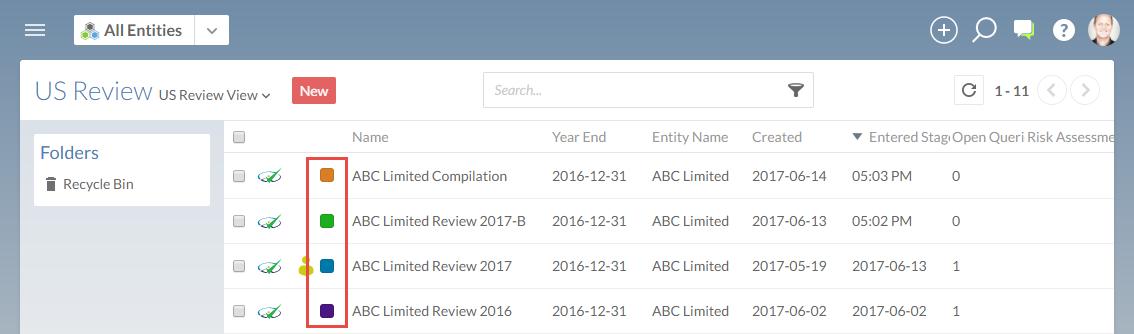 Workflow status list