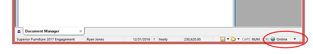 The Synchronization Status menu displays the current sync status. Clicking on it displays SmartSync commands.