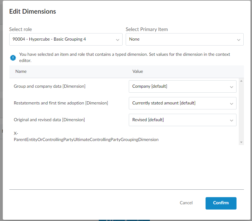 The Edit Dimensions dialog.