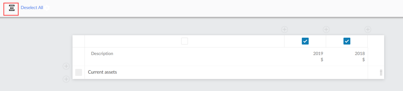 Dynamic table with multiple columns selected.