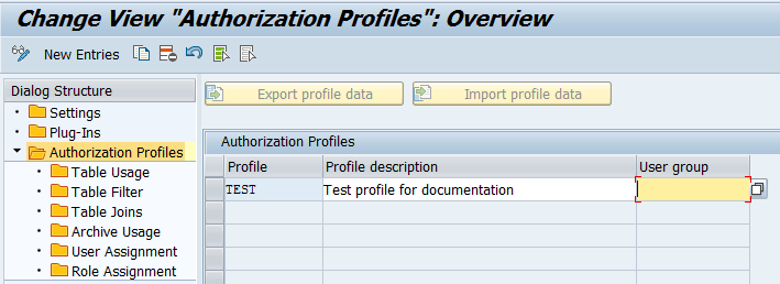 Change authorization profiles