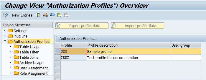Change authorization profiles