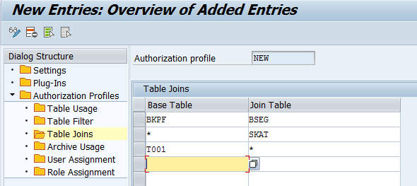Newly added table joins