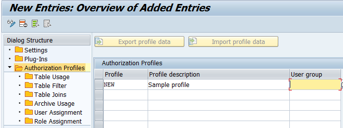 New authorization profile