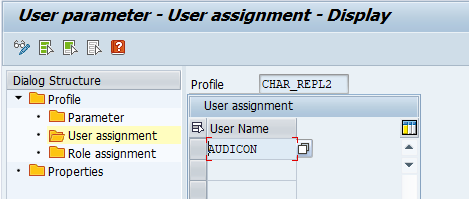 Assigning user parameters profiles to users