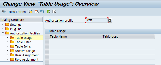 Configure table usage